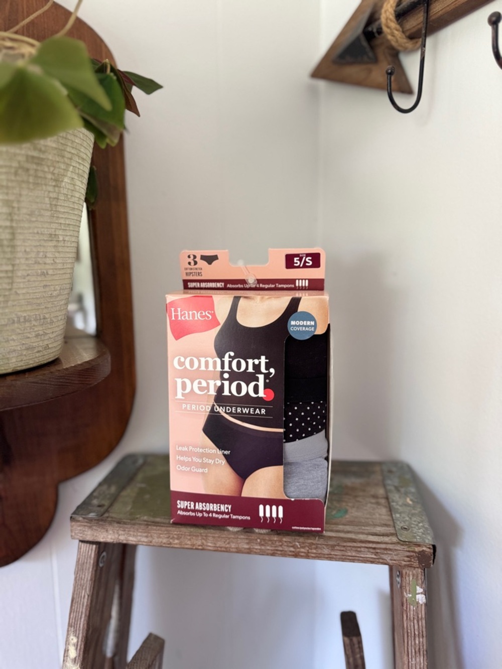 💕 NWT Hanes Comfort, Period™ Period Underwear 3-Pack Size S